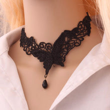 Black Lace   Beads Short Choker Victorian Steampunk Style Gothic Collar Lace Necklace For Wedding Party EF8