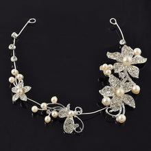Luxury Silver Rhinestone Bridal Wedding Flower Pearls Headb  Hair Clip Comb Women Jewelry  EF8