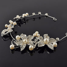 Luxury Silver Rhinestone Bridal Wedding Flower Pearls Headb  Hair Clip Comb Women Jewelry  EF8