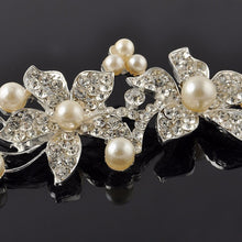 Luxury Silver Rhinestone Bridal Wedding Flower Pearls Headb  Hair Clip Comb Women Jewelry  EF8