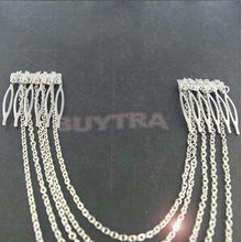 Punk Hair Cuff Pin Clip 2 Combs Tassels Chains Head B  Silver Gold EF8