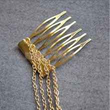 Punk Hair Cuff Pin Clip 2 Combs Tassels Chains Head B  Silver Gold EF8
