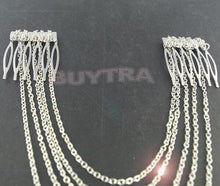 Punk Hair Cuff Pin Clip 2 Combs Tassels Chains Head B  Silver Gold EF8