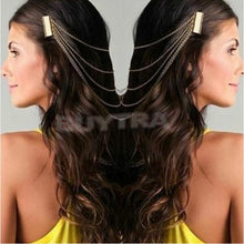 Punk Hair Cuff Pin Clip 2 Combs Tassels Chains Head B  Silver Gold EF8