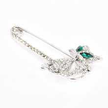 Gold Silver Plated Animal Brooches Pins Green Eye Crystal Cat Brooches  EF8