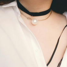 Punk Style 90's Black Vintage Velvet Choker H made Soft Goth Gothic Beads Necklace Gift EF8