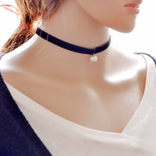 Punk Style 90's Black Vintage Velvet Choker H made Soft Goth Gothic Beads Necklace Gift EF8