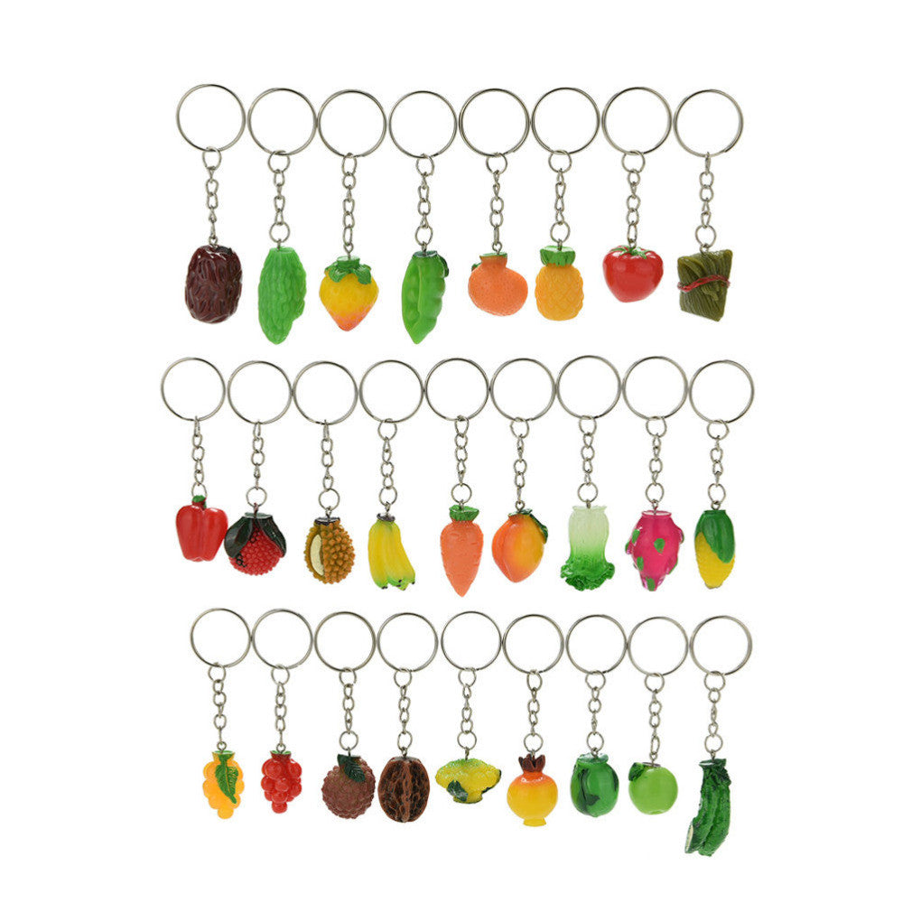 Novelty Creative Design Simulation Food Key Chain Fruit Vegetables Keychain Lanyard Keyring Key Ring Jewelry EF8