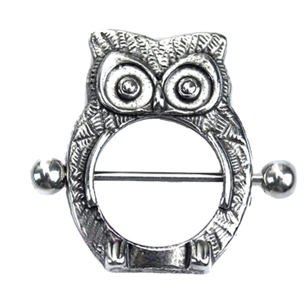Owl Nipple Shield Bar Ring Body Jewellery Nipple Piercing EF8