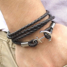 PU Leather Men Bracelet Jewelry Man Anchor Bracelet Wristb  Charm Braclet For Male Accessories H  Cuff EF8