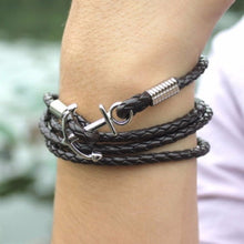 PU Leather Men Bracelet Jewelry Man Anchor Bracelet Wristb  Charm Braclet For Male Accessories H  Cuff EF8