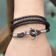 PU Leather Men Bracelet Jewelry Man Anchor Bracelet Wristb  Charm Braclet For Male Accessories H  Cuff EF8