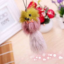 Phone Pendant R om Color Keychain Cute Plush Faux Fox Fur H bag Key Ring EF8