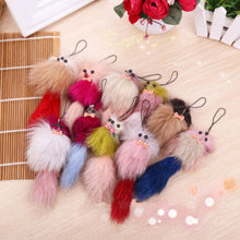 Phone Pendant R om Color Keychain Cute Plush Faux Fox Fur H bag Key Ring EF8