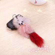 Phone Pendant R om Color Keychain Cute Plush Faux Fox Fur H bag Key Ring EF8
