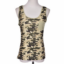 S-XXL Women Camouflage Tank Tops Lady Army Camo Sleeveless Vest Top Off Shoulder Camouflage T-Shirt Blouse with Pocket EF8