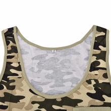 S-XXL Women Camouflage Tank Tops Lady Army Camo Sleeveless Vest Top Off Shoulder Camouflage T-Shirt Blouse with Pocket EF8