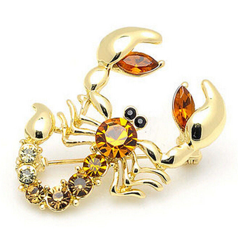 S Bridal Wedding Crystal Animal Scorpion Brooch Pin Crystal Scarf Brooch Rhinestone Jewelry Brooch Pin EF8