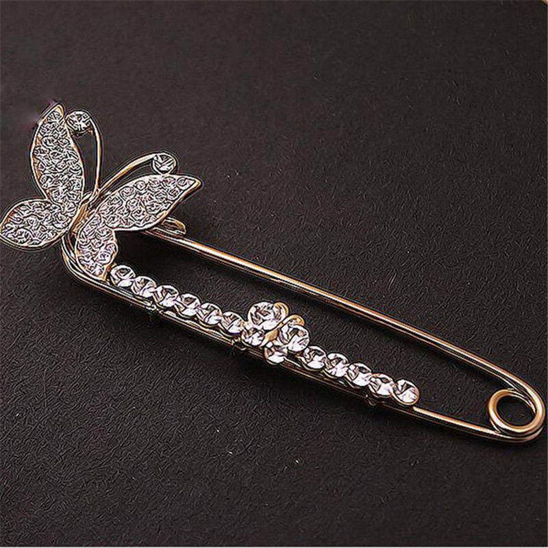 S Bridal Crystal Brooches Pins Women Silver Gold Plated Butterfly Brooch EF8
