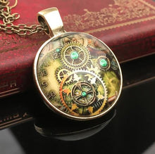 S Compass Watch Cabochon Bronze Glass Chain Pendant Necklace Chic Vintage Necklace EF8