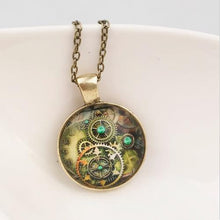 S Compass Watch Cabochon Bronze Glass Chain Pendant Necklace Chic Vintage Necklace EF8
