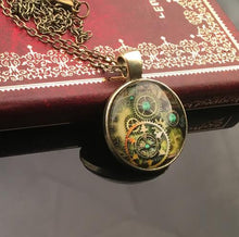 S Compass Watch Cabochon Bronze Glass Chain Pendant Necklace Chic Vintage Necklace EF8