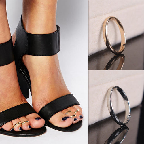 S Silver Gold Simple Foot Jewelry Beach Jewelry Metal Adjustable Toe Rings EF8