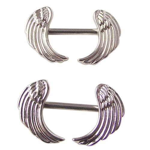 12G Surgical Steel Angle Wings Nipple Rings Barbell Body Piercing Jewelry for Women Men Nice Gifts  EF8