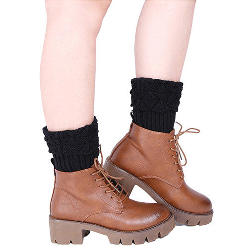 6Color Women Shell Design Crochet Knitted Boot Cuffs Toppers Knit Leg Warmers Short Liner Boot Socks Gifts for lady EF8