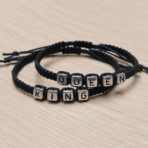 Adjustable Couples Bracelets set King   Queen Bracelet H made Lovers Bracelets  EF8