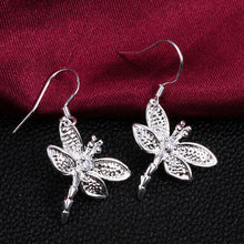 Crystal Dragonfly silver plated Earrings Jewelry trends exquisite beauty of high - quality Drop Earrings Women jewelry EF8