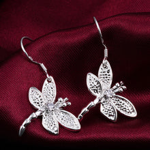 Crystal Dragonfly silver plated Earrings Jewelry trends exquisite beauty of high - quality Drop Earrings Women jewelry EF8