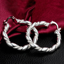 Jewelry Charm Simple Style Hoop Earrings Silver Plated Twisted Rope Women Hoop Earrings EF8