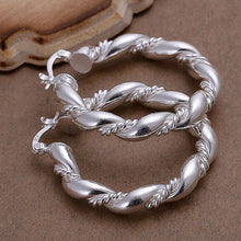Jewelry Charm Simple Style Hoop Earrings Silver Plated Twisted Rope Women Hoop Earrings EF8