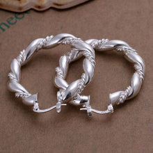 Jewelry Charm Simple Style Hoop Earrings Silver Plated Twisted Rope Women Hoop Earrings EF8