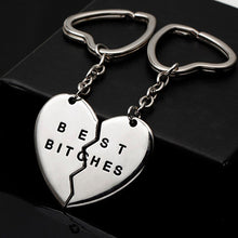 Friendship Forever Keychain Heart Pendant Pieces Broken Two Best Bitches Keyrings For Women Jewelry Gold Silver Colors EF8