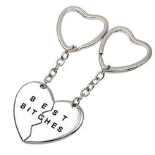 Friendship Forever Keychain Heart Pendant Pieces Broken Two Best Bitches Keyrings For Women Jewelry Gold Silver Colors EF8