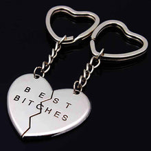 Friendship Forever Keychain Heart Pendant Pieces Broken Two Best Bitches Keyrings For Women Jewelry Gold Silver Colors EF8