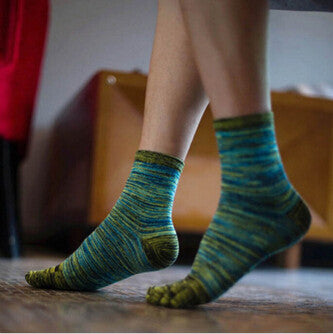 Casual Socks Designer Men Retro Color Five Finger Toe Socks Soft Cotton Blend Free Size EF8