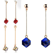 Long Earrings For Woman Jewelry Imitation Rhodium 18K Gold Plated Colorful Cube Crystal Earring EF8