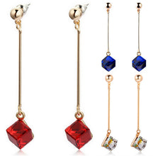 Long Earrings For Woman Jewelry Imitation Rhodium 18K Gold Plated Colorful Cube Crystal Earring EF8