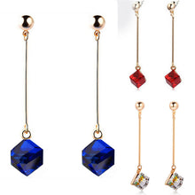 Long Earrings For Woman Jewelry Imitation Rhodium 18K Gold Plated Colorful Cube Crystal Earring EF8