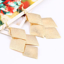 Elegant Gold Color long Tassel drop earrings Geometry Square Earrings jewelry For women EF8