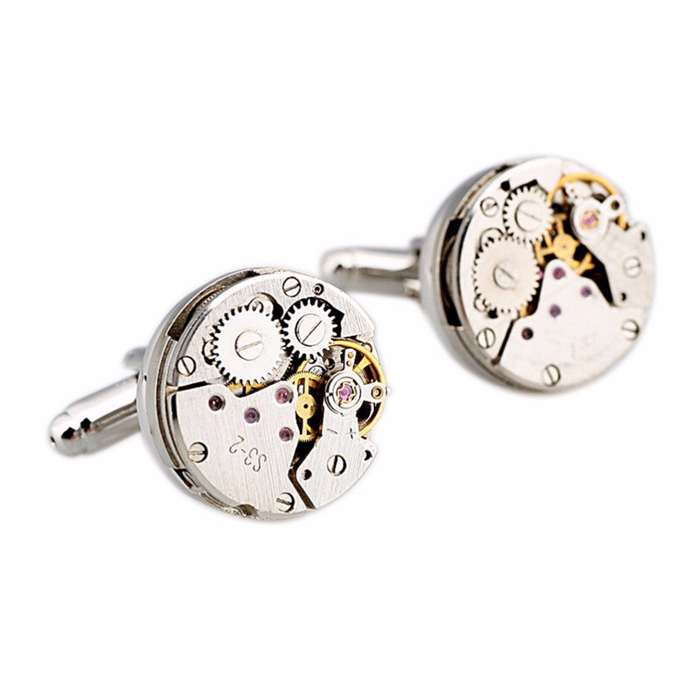 Jewelry Classic Shirt Cufflinks For Men Silver Mechanical Watch Movement Cuff Buttons Business Cufflinks EF8