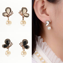 jewelry pearl bow stud earring white black color gift for women girl  EF8