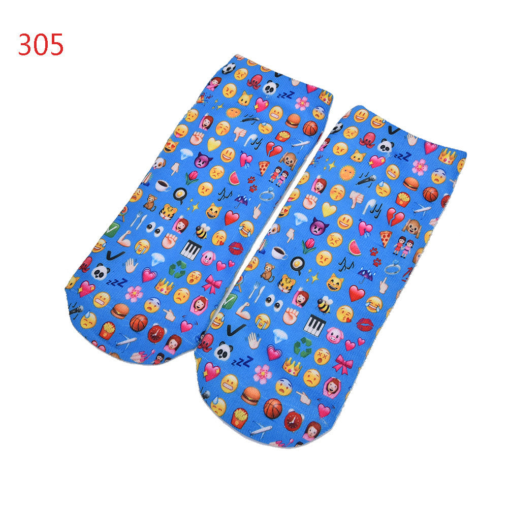 Quality Socks 3D Printing Women Sock Emoji Pattern Cute Feminina Funny Low Ankle Socks EF8