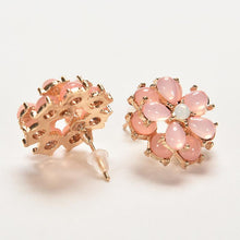 Rhinestone flower shaped rose red crystal earrings for women party shamballa boho earrings EF8