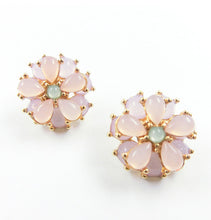 Rhinestone flower shaped rose red crystal earrings for women party shamballa boho earrings EF8