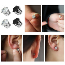 White Black Magnetic Magnet Ear Stud Earrings Easy Use Crystal Stone Stud Earrings For Women Men Clip On No Ear Hole Gift EF8