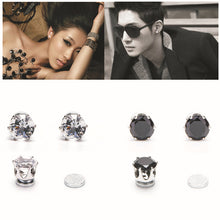 White Black Magnetic Magnet Ear Stud Earrings Easy Use Crystal Stone Stud Earrings For Women Men Clip On No Ear Hole Gift EF8